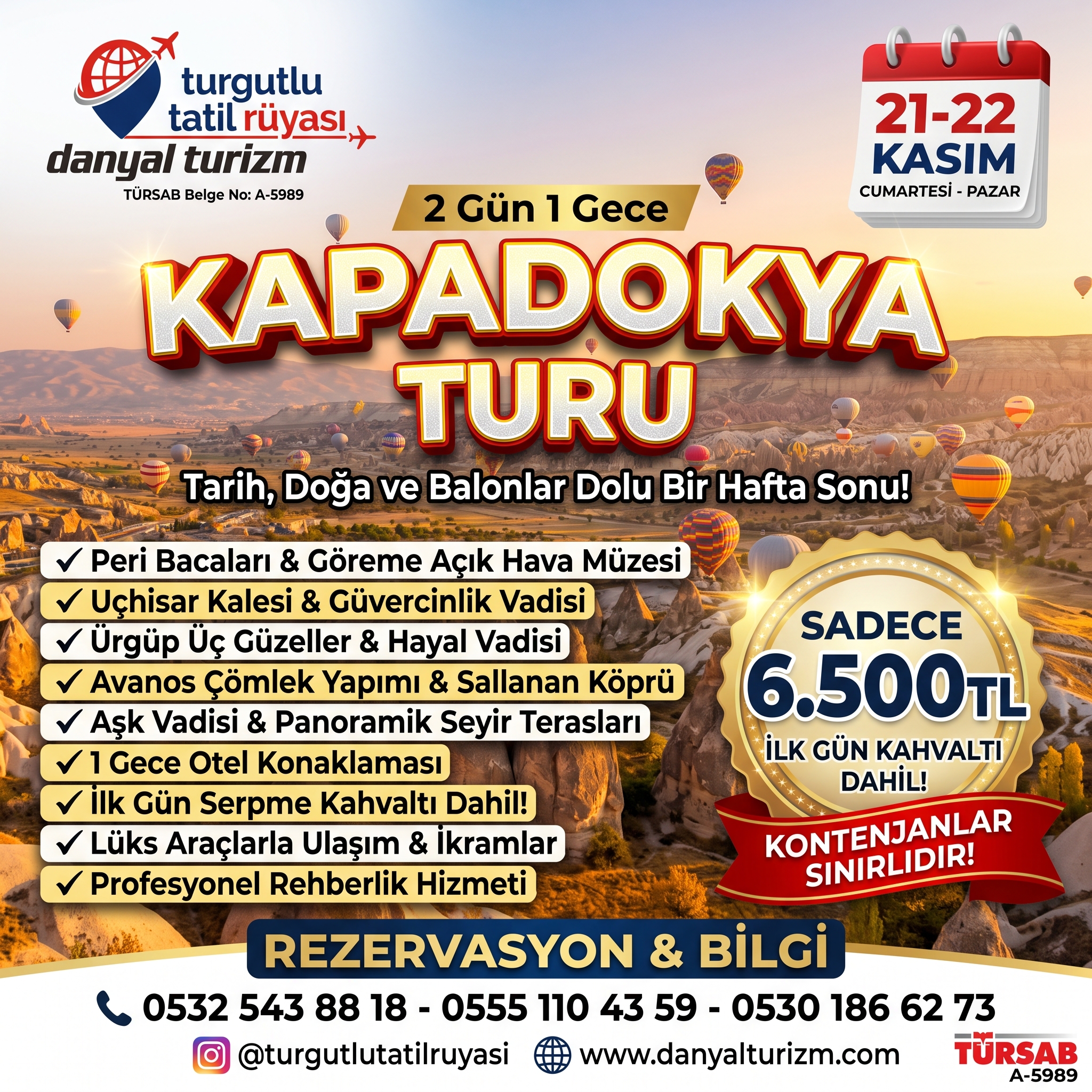Turgutlu & Salihli Çıkışlı Masal Diyarı Kapadokya Turu (1 Gece 2 Gün)